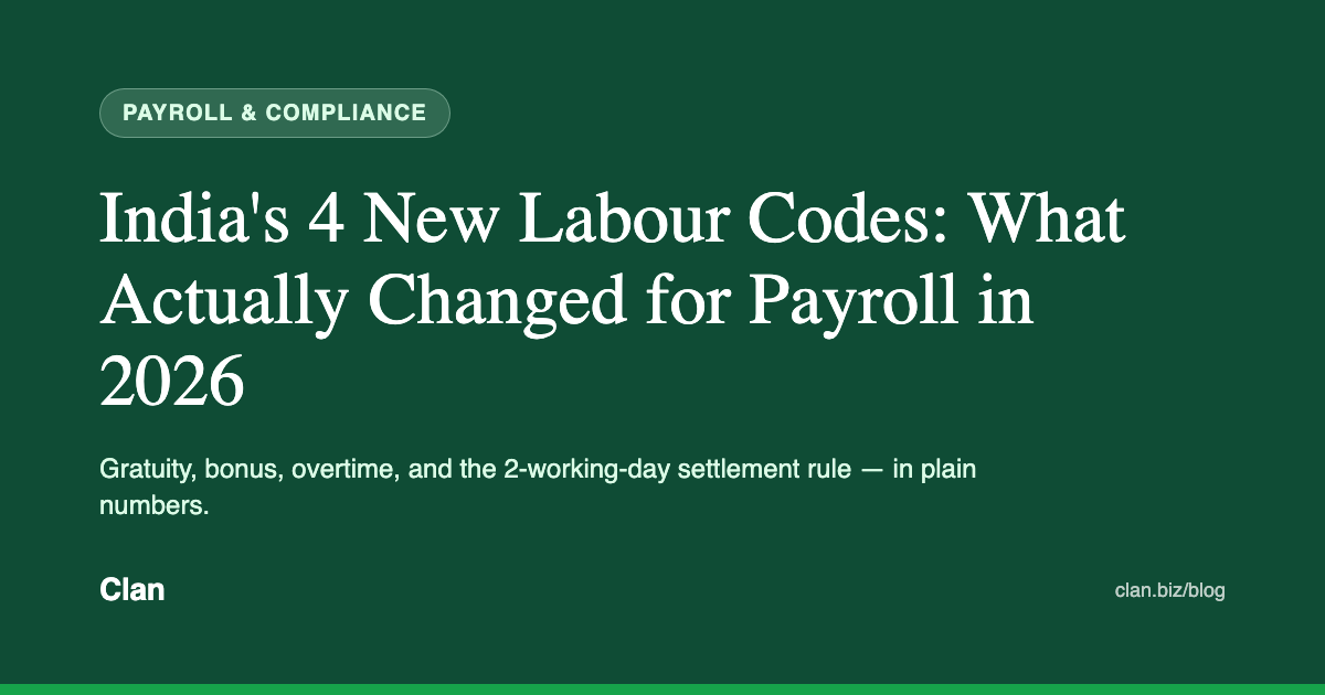 India's 4 New Labour Codes: What Actually Changed for Payroll in 2026