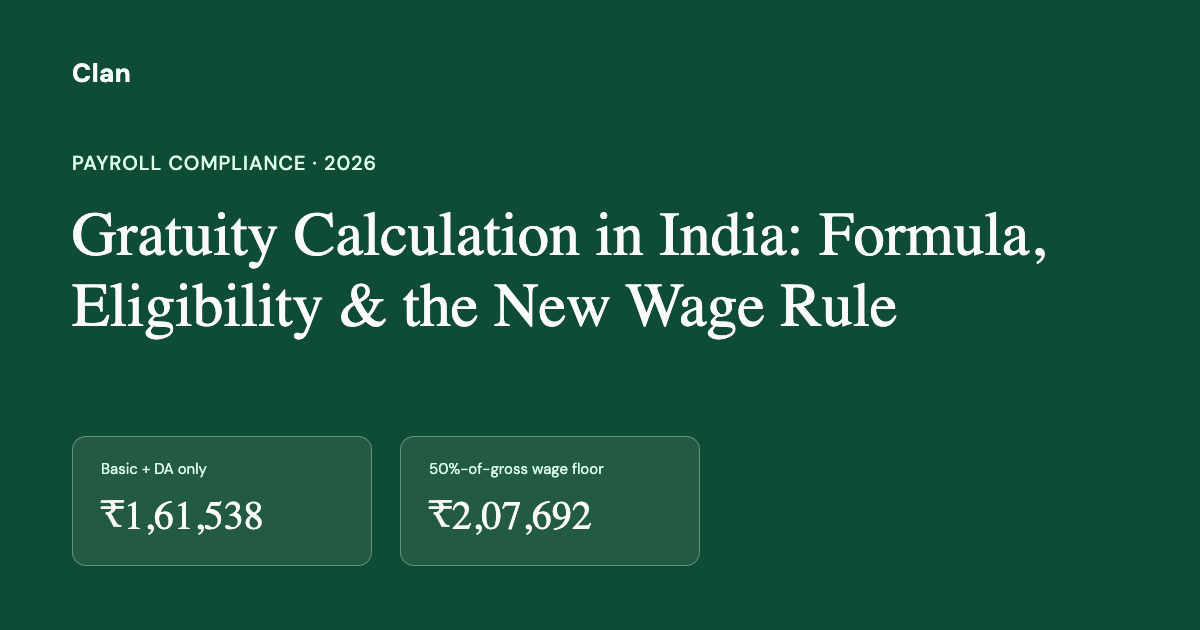 Gratuity Calculation in India (2026): Formula, Eligibility & the New Wage Rule